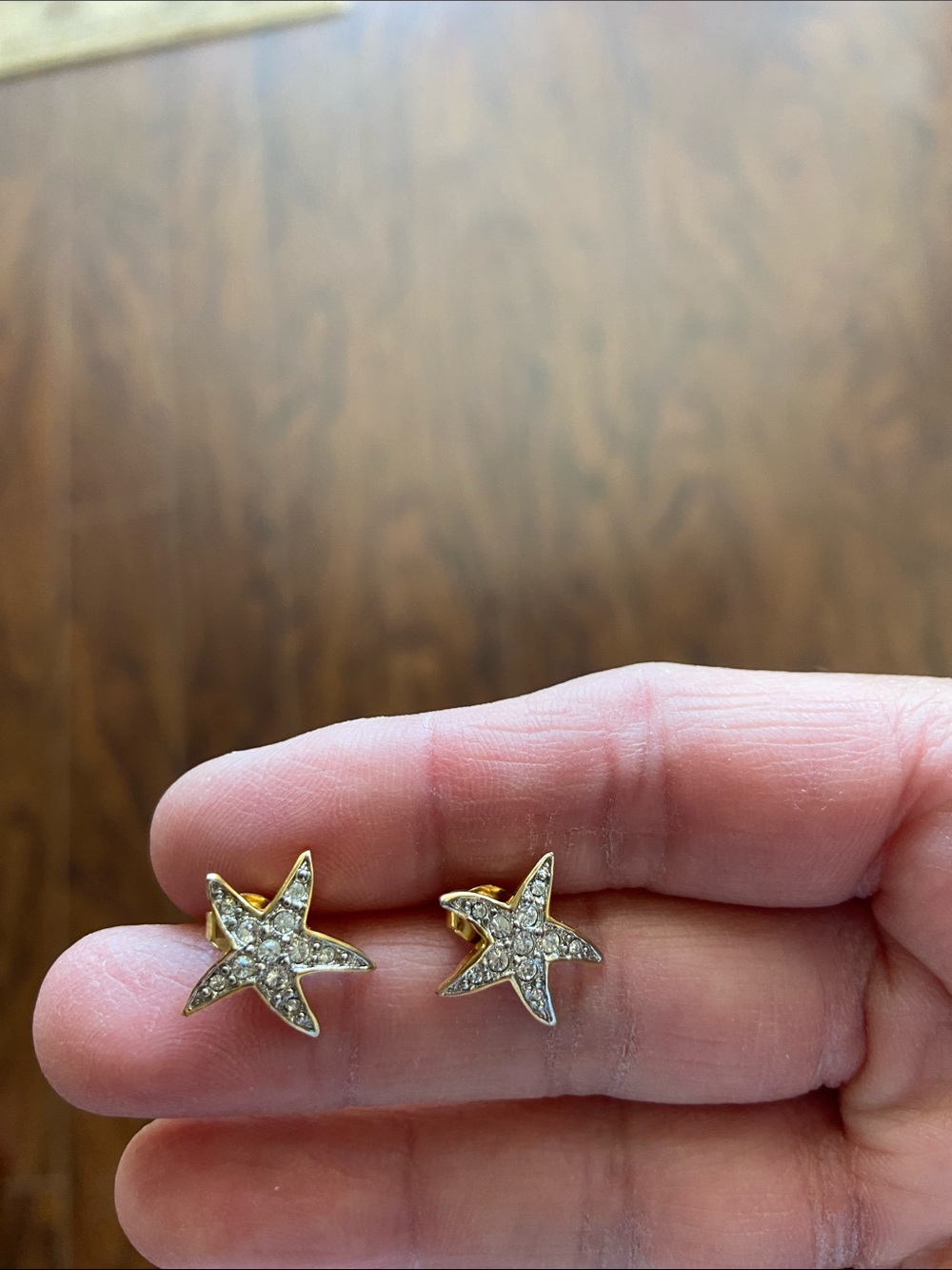Gold Starfish Crystal Stud Earrings - Women Jewelry